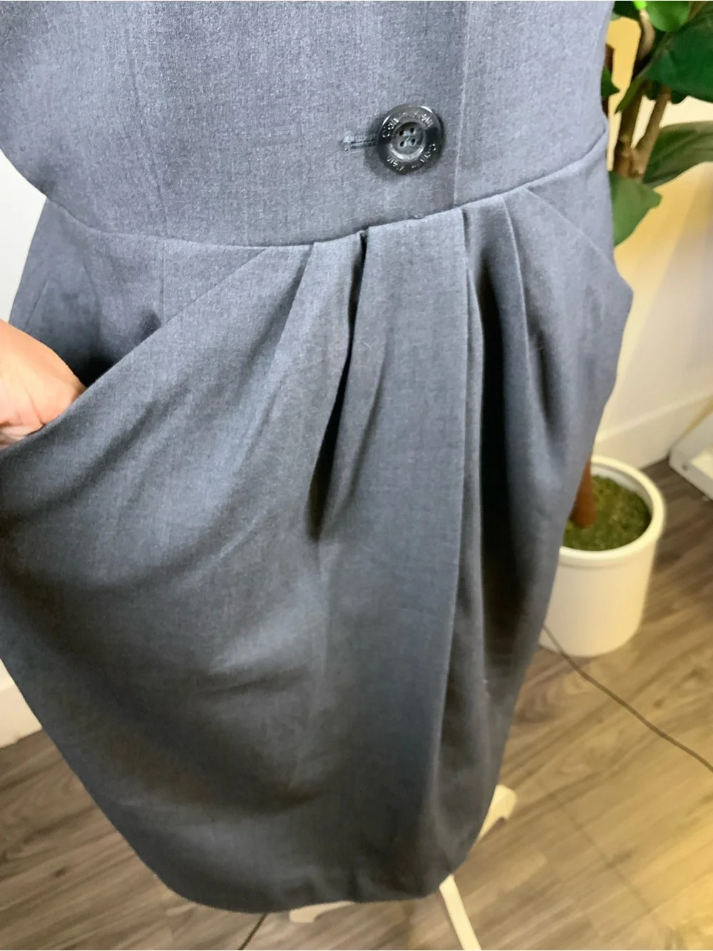 Calvin Klein Charcoal Gray Cap-Sleeve Midi Dress